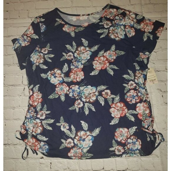 Nwt Womens 3XL St Johns Bay Navy Floral Blouse - Picture 1 of 2